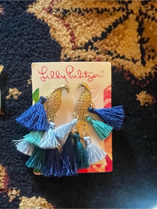 Lilly Pulitzer Jewelry - NWT Lilly Pulitzer Tassel Statement Earrings in Blue & Teal